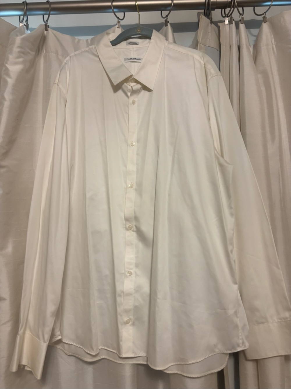 Calvin Klein long sleeve button down dress shirt. XL. Off white. 100% cotton.